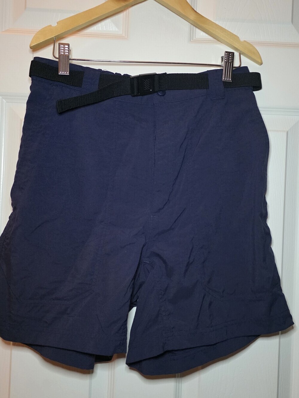 Vintage LL Bean Women's Belted Hiking Shorts Navy Blue Sz 10